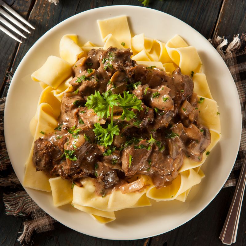 Biefstuk en champignons Alfredo