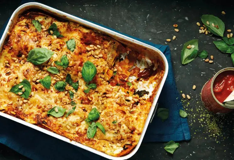 Vegetarische-lasagne-met-spinazie-en-pijnboompitten Tuana Shop