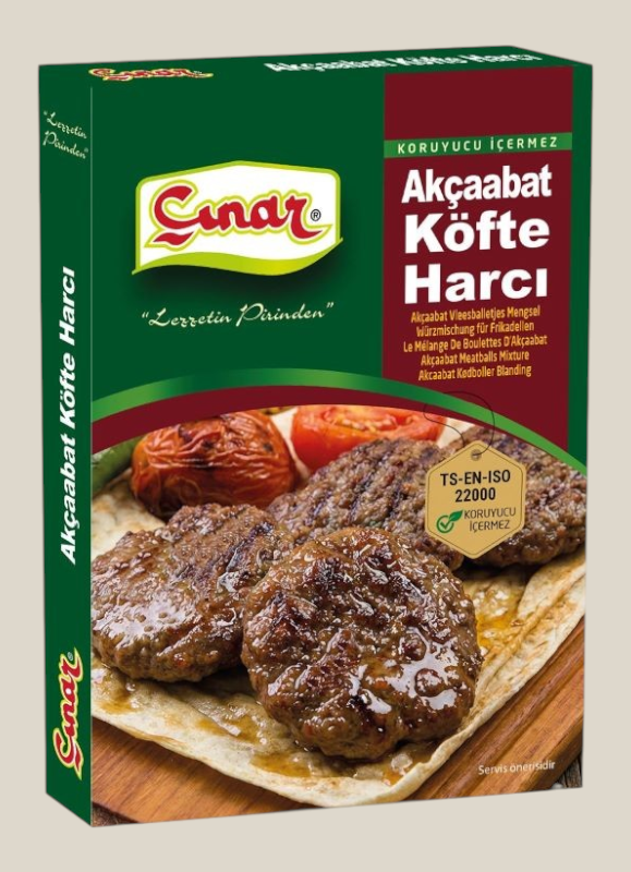Cinar Akçaabat Köfte Harci kruidenmix voor Turkse gehaktballetjes in een verpakking van TuanaShop BV