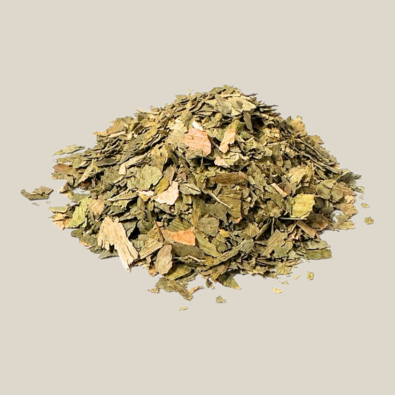 TuanaShop BV gedroogde en gesneden Ginkgo Biloba bladjes voor thee op een witte achtergrond