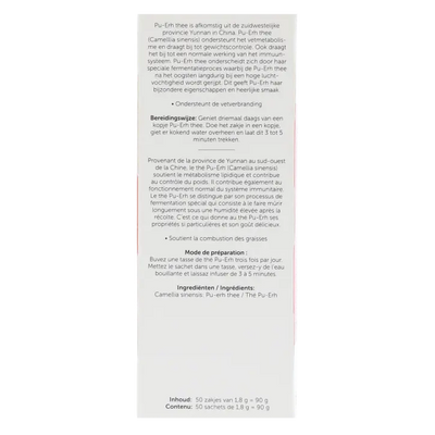 Jacob Hooy Pu Erh Thee - 50 Theezakjes