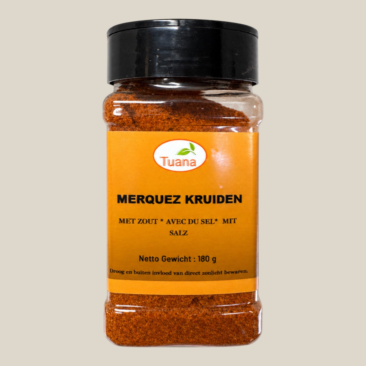 TuanaShop BV pot met rode Merguez kruidenmix voor pittige worstjes, couscous en grillgerechten
