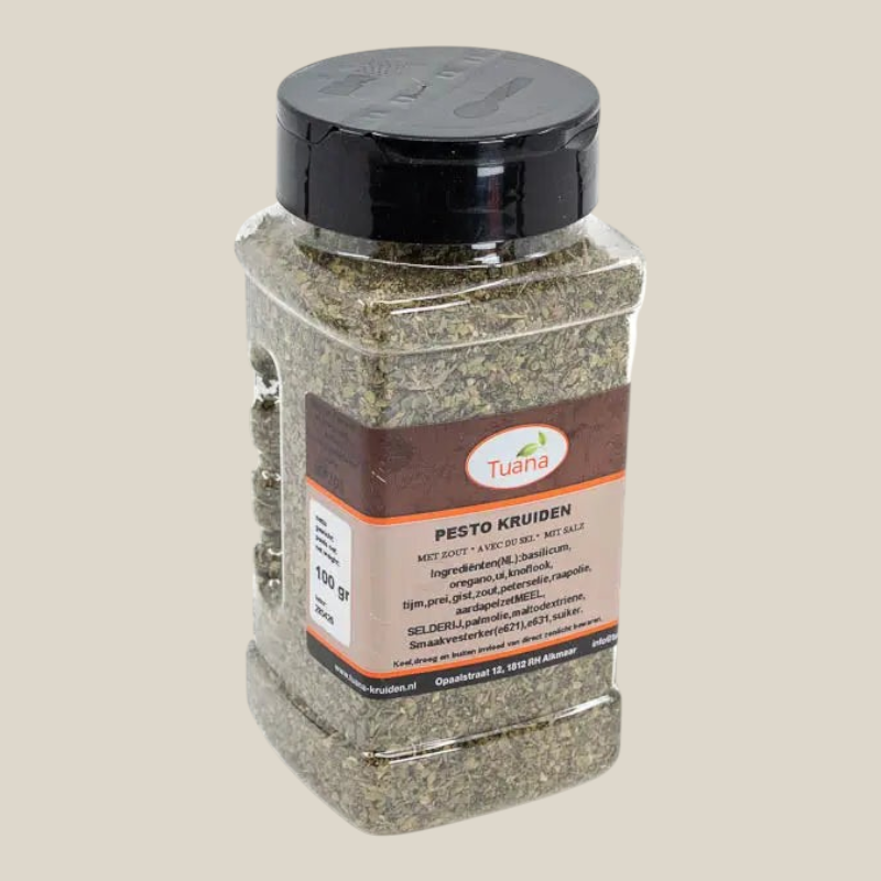 Tuana Pesto Kruidenmix – kruidenmix voor pesto, pasta, brood, sauzen, dressings en Italiaanse gerechten met basilicum en knoflook smaak