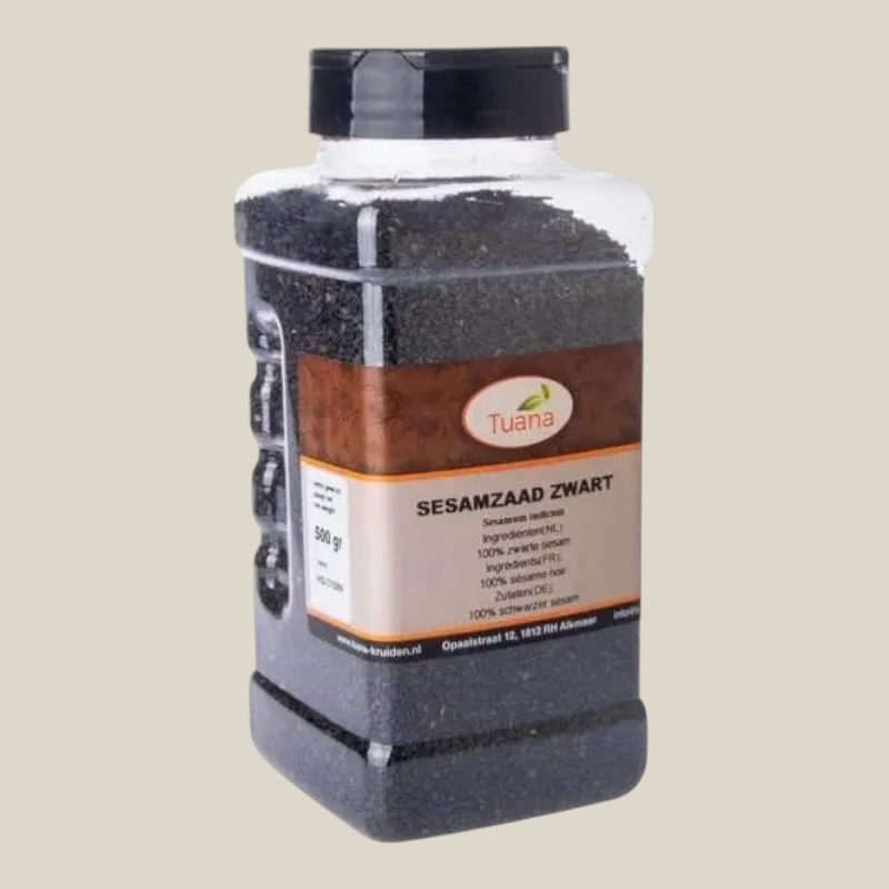 Tuana Zwart Sesamzaad – zwarte sesamzaadjes met nootachtige smaak voor sushi, salades, brood, desserts en Aziatische gerechten