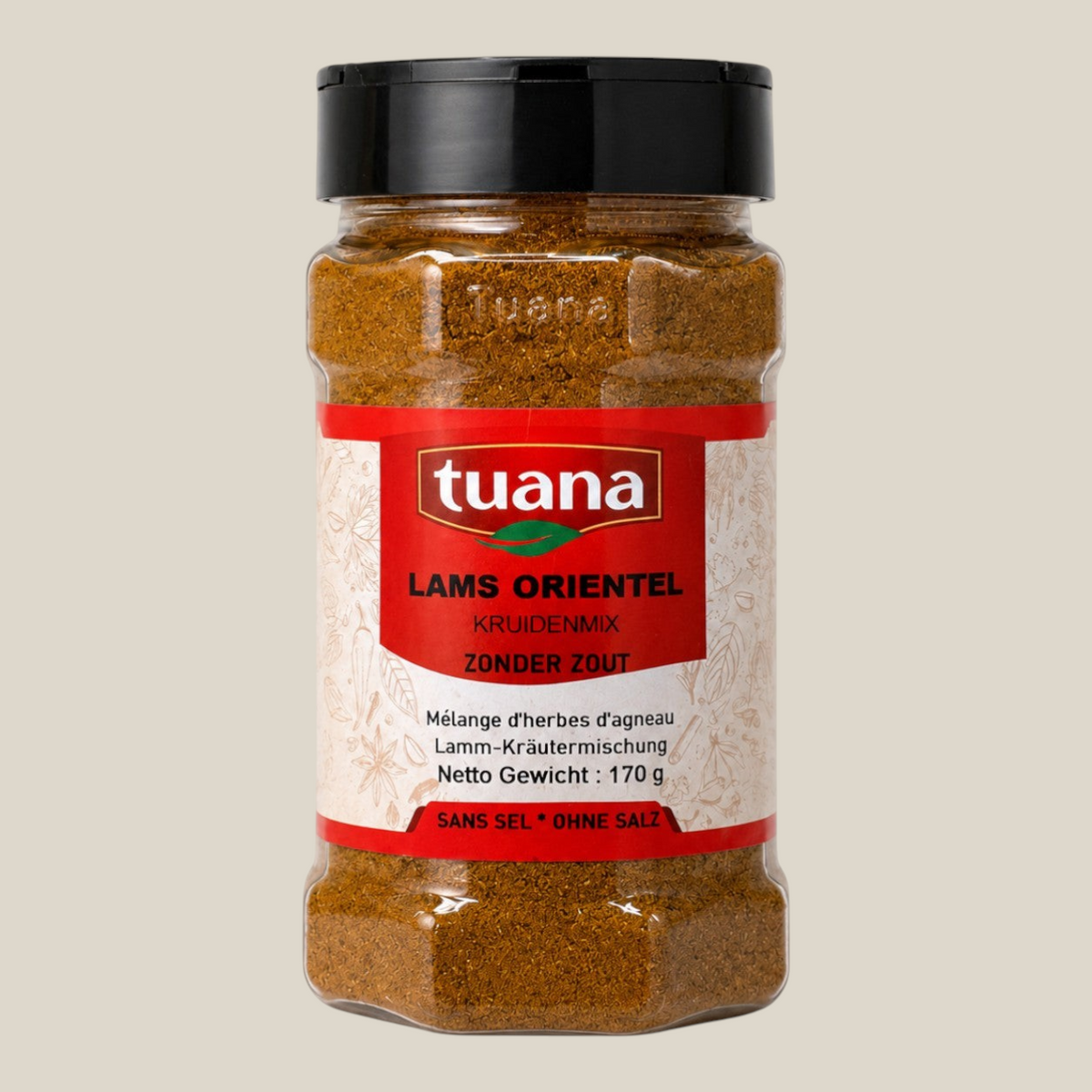 TuanaShop BV Lams Kruidenmix Oriental in een glazen pot voor een rijke oosterse smaak aan lamsvlees
