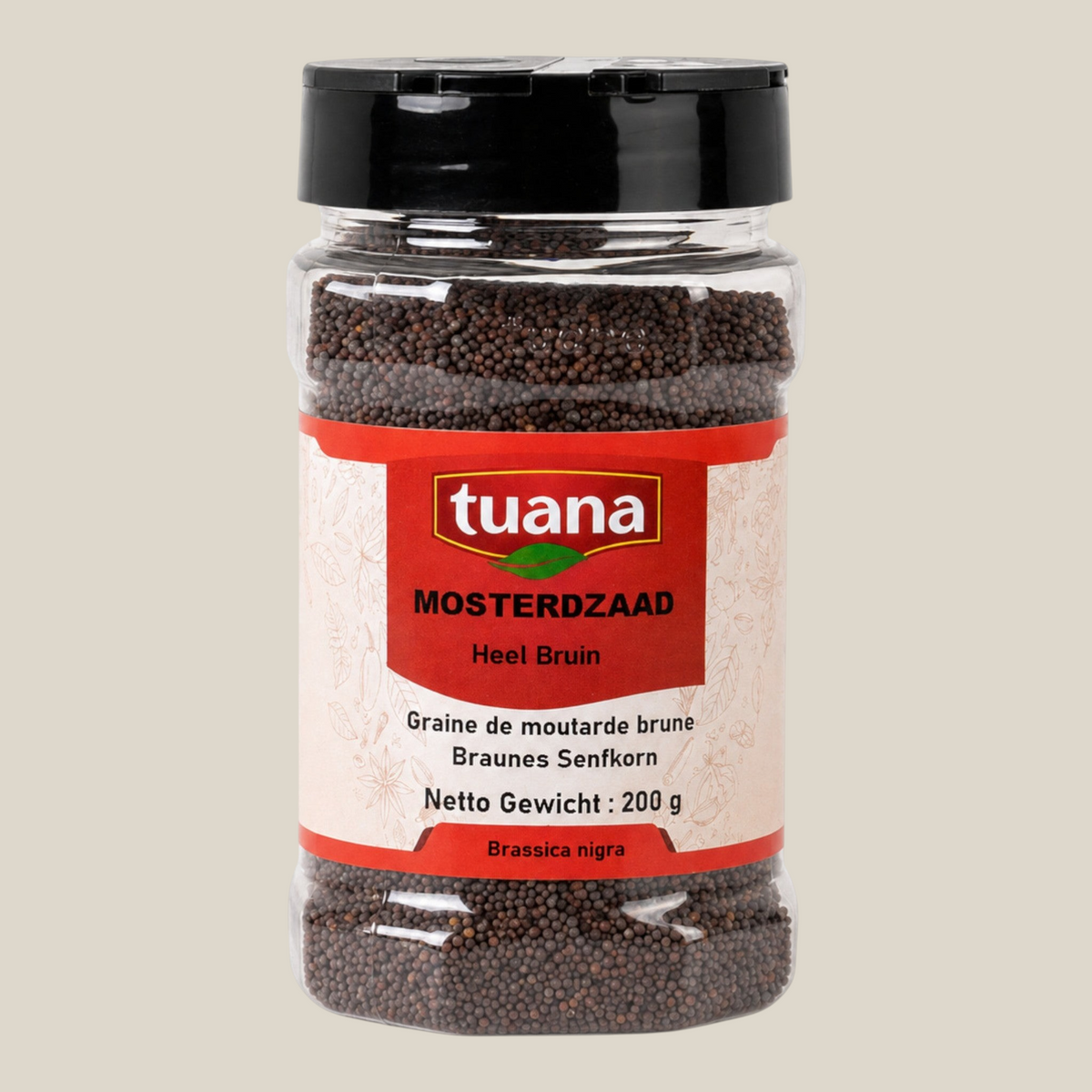 TuanaShop BV pot met heel bruin mosterdzaad voor een pittige en aromatische smaak in gerechten
