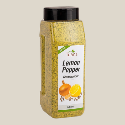 TuanaShop BV Lemon Pepper kruidenmix in een grote 740g verpakking met citroen en peper voor vis en gevogelte