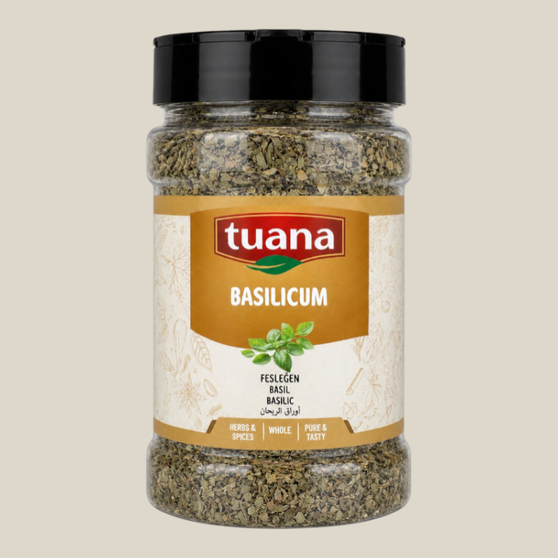 TuanaShop BV pot met gedroogde gesneden basilicum voor pasta en salades