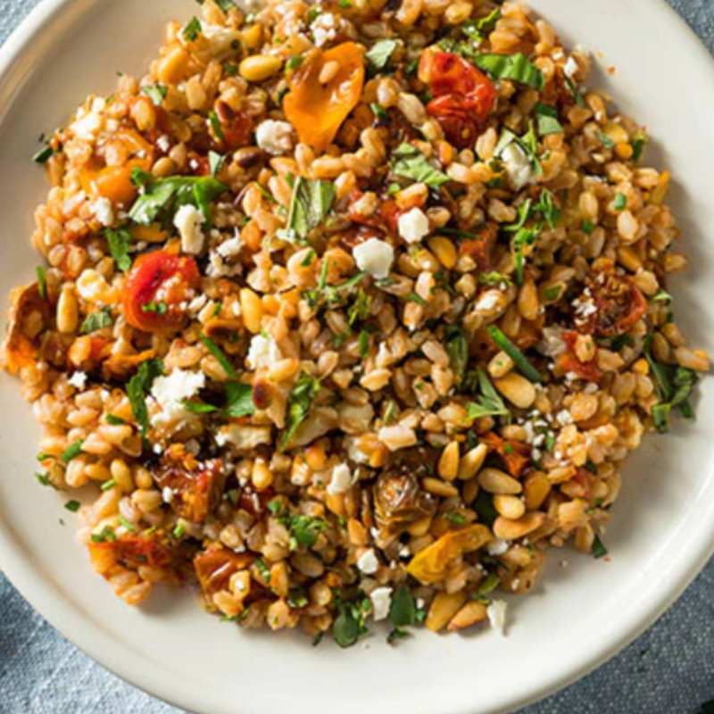 Farro en geroosterde groentesalade