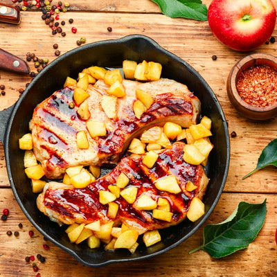 Varkenshaas met appel- en uienpansaus