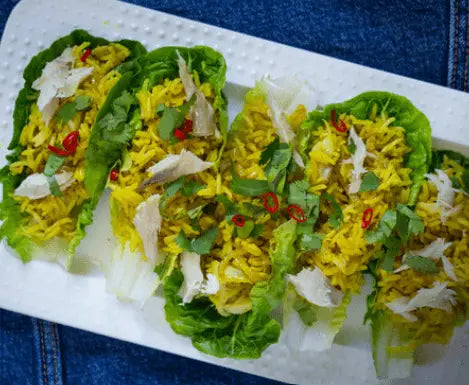 Indiase rijstsalade met makreel
