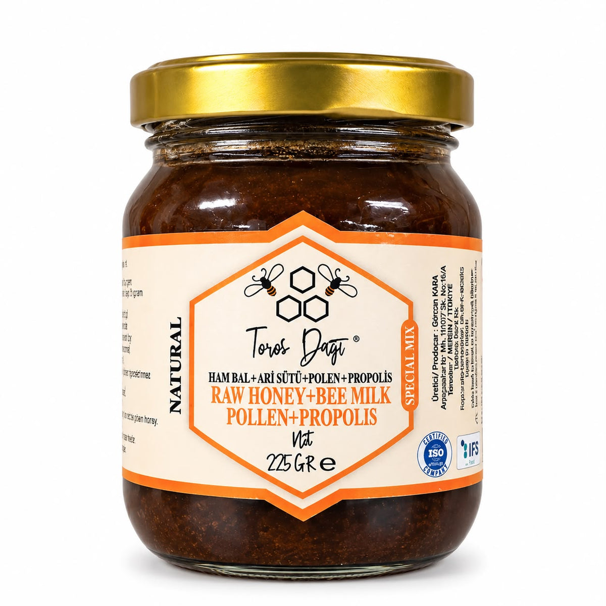Rauwe Honing met Koninginnengelei, Bijenpollen en Propolis - 225 g