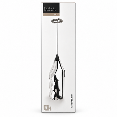 Excellent Houseware Elektrische Melkopschuimer met Houder – 20 cm – Zilver