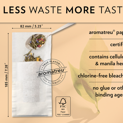 TuanaShop BV theefilters maat L van biologisch afbreekbaar aromatreu papier, chloorvrij en zonder lijm.