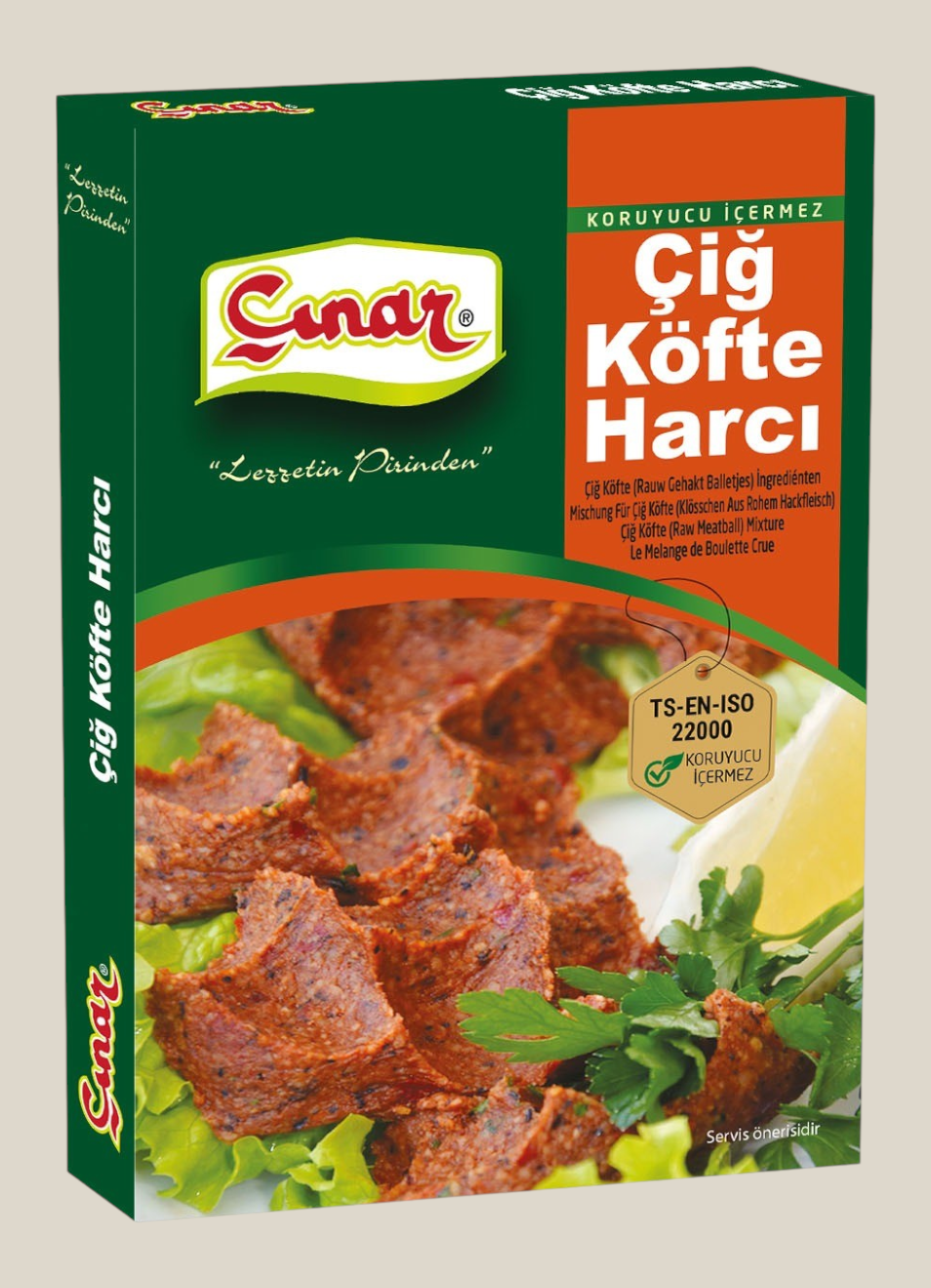 TuanaShop BV Çınar Çiğ Köfte Harcı kruidenmix voor authentieke vegetarische çiğ köfte met bulgur en traditionele specerijen.