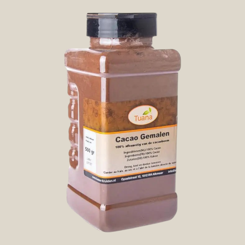 Tuana Cacao Gemalen – puur cacao poeder voor chocolade, gebak, desserts, smoothies en warme dranken