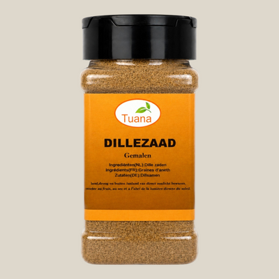 TuanaShop BV potje met gemalen dillezaad, een aromatische specerij met een lichtzoete anijsachtige smaak.