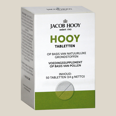 TuanaShop BV Jacob Hooy Hooy tabletten 50 stuks voedingssupplement op basis van pollen in witte verpakking