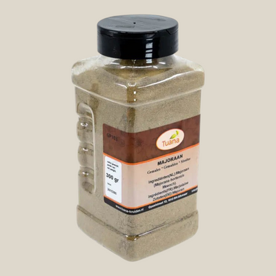 Tuana Majoraan Gemalen – aromatische gemalen majoraan met zachte kruidige smaak voor soepen, sauzen, vleesgerechten en mediterrane gerechten
