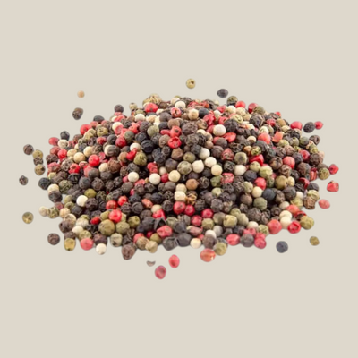 Tuana Peper 4 Seizoen – mix van zwarte, witte, groene en roze peperkorrels voor vlees, vis, sauzen en groentegerechten