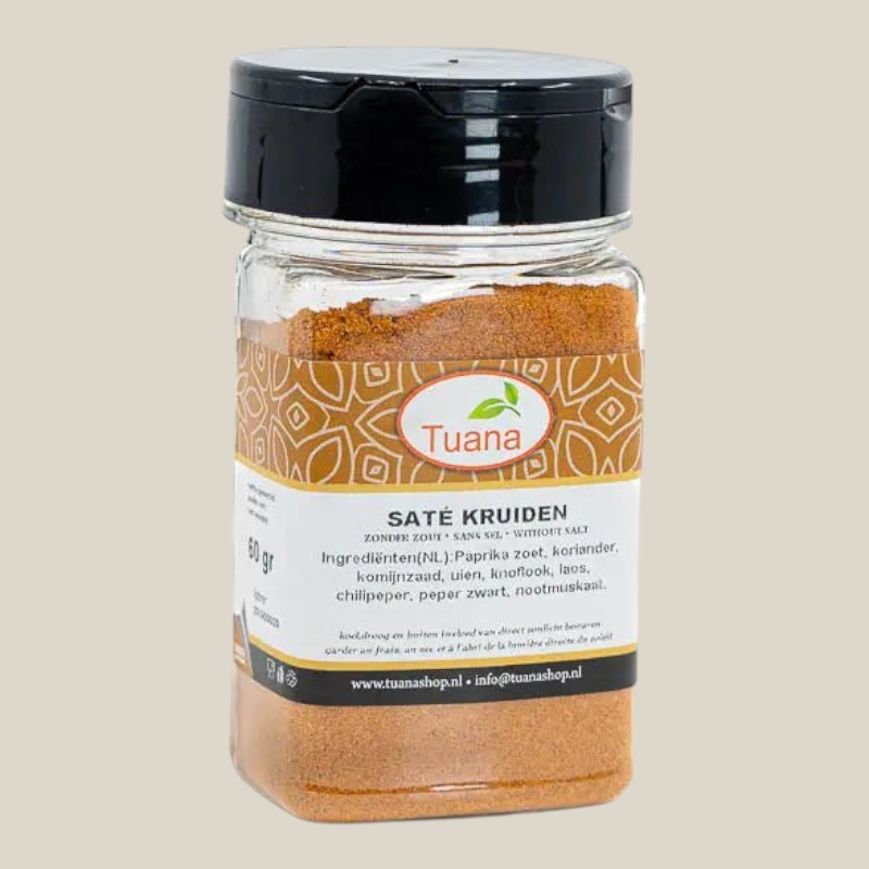 Tuana Saté Kruiden – aromatische kruidenmix voor saté, marinades, satésaus, vlees en grillgerechten met authentieke smaak