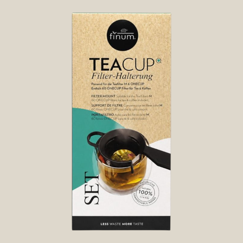 TuanaShop BV Finum Teacup filterhouder set met 60 composteerbare papieren filters voor losse thee en koffie