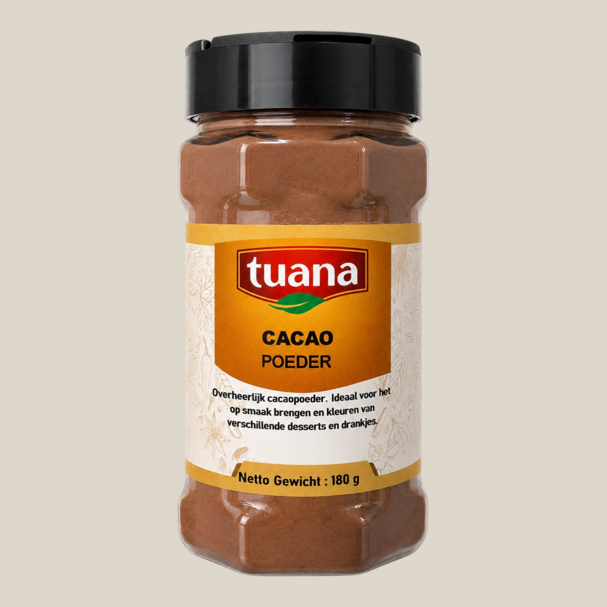 TuanaShop BV pot met gemalen cacaopoeder voor desserts en dranken