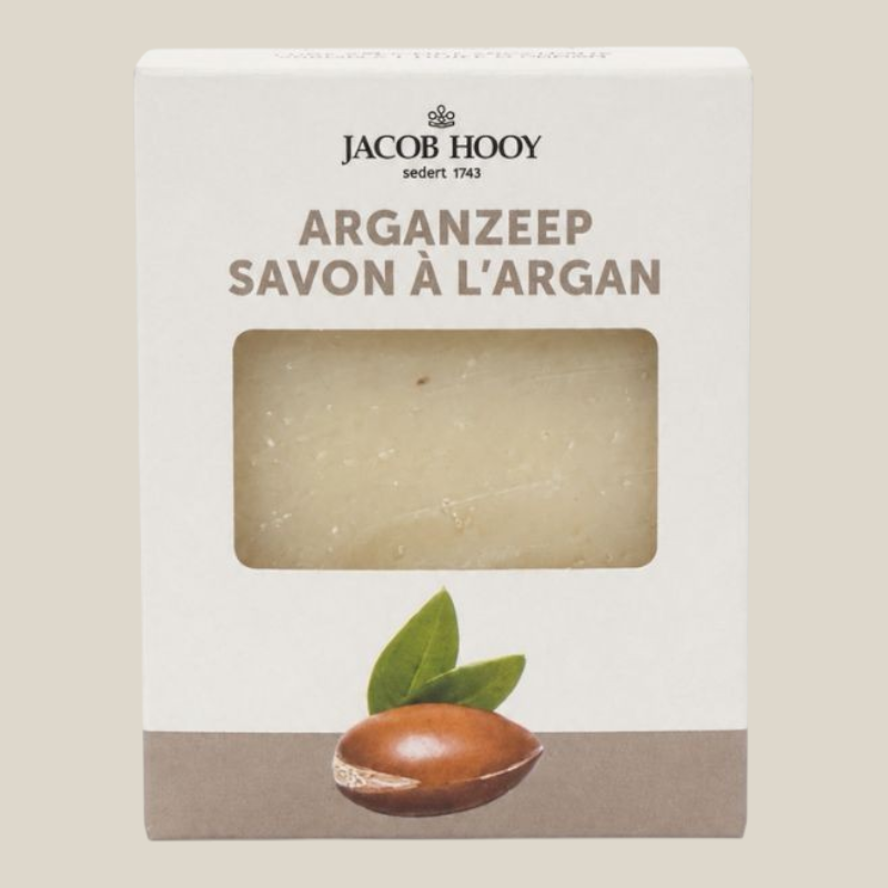 TuanaShop BV Jacob Hooy Arganzeep in verpakking met arganolie en vitamine E voor een milde huidverzorging