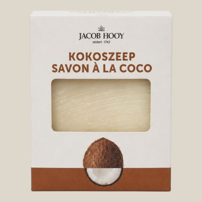 TuanaShop BV Jacob Hooy Kokoszeep in witte verpakking met kokosnoot afbeelding voor natuurlijke huidverzorging