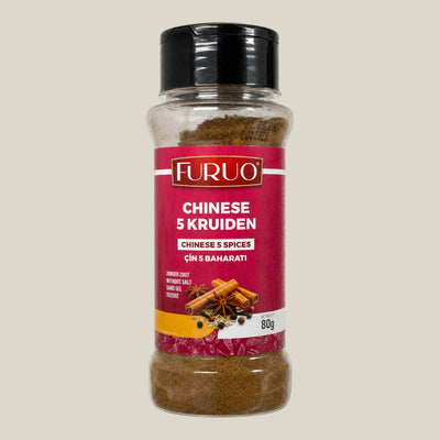 TuanaShop BV Chinese 5 Kruiden kruidenmix in een transparante strooibus met rood etiket
