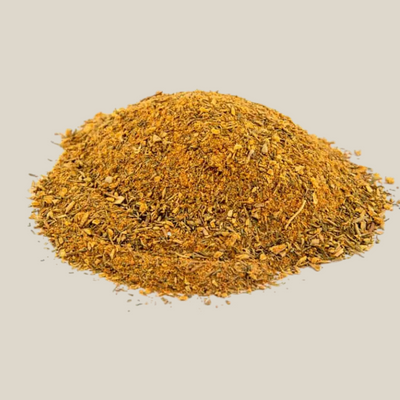 TuanaShop BV kibbeling kruiden zonder zout, een goudbruine mix van specerijen voor gebakken vis.